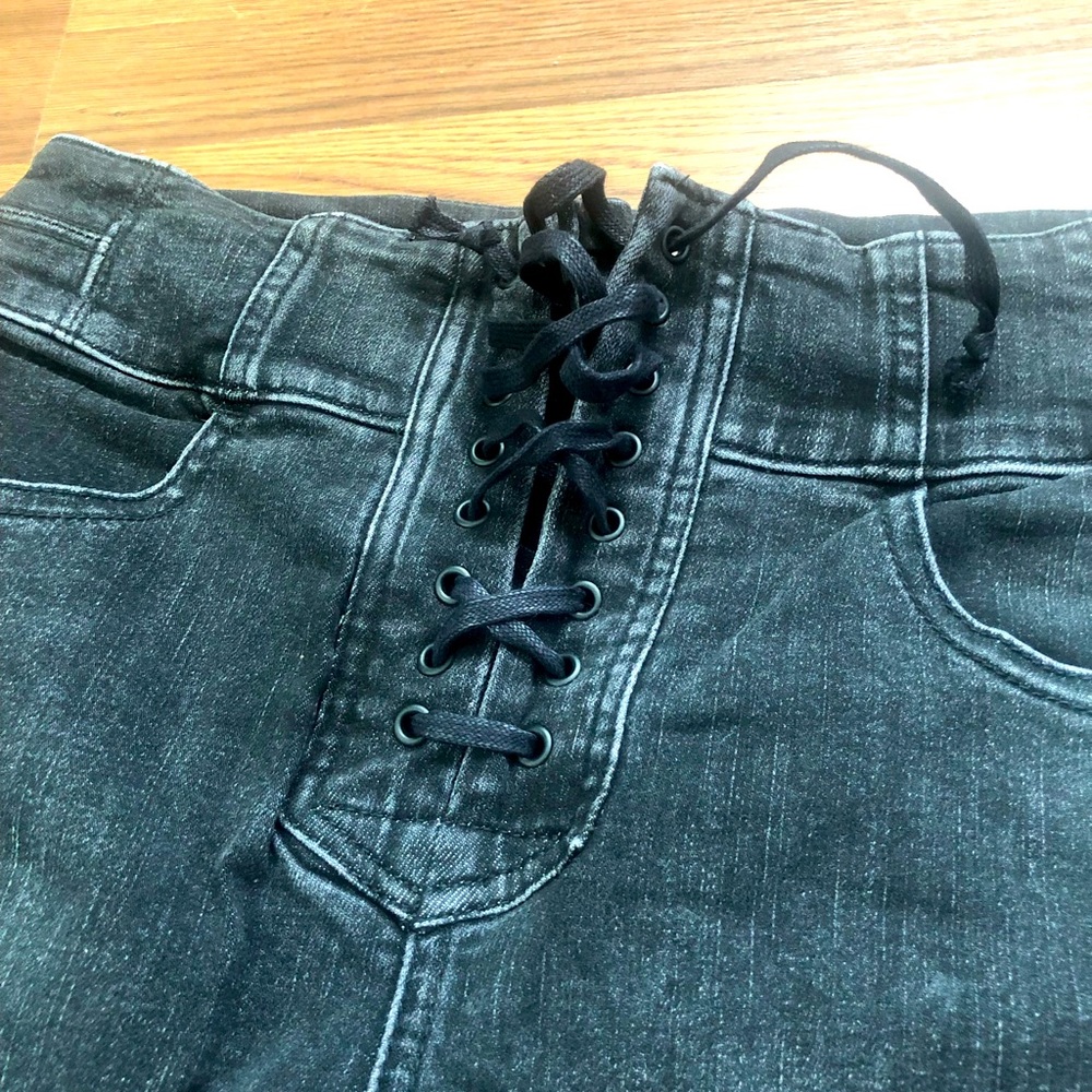 High-Rise Free People Front Lace-up Skinny Jeans - Picture 3 of 5